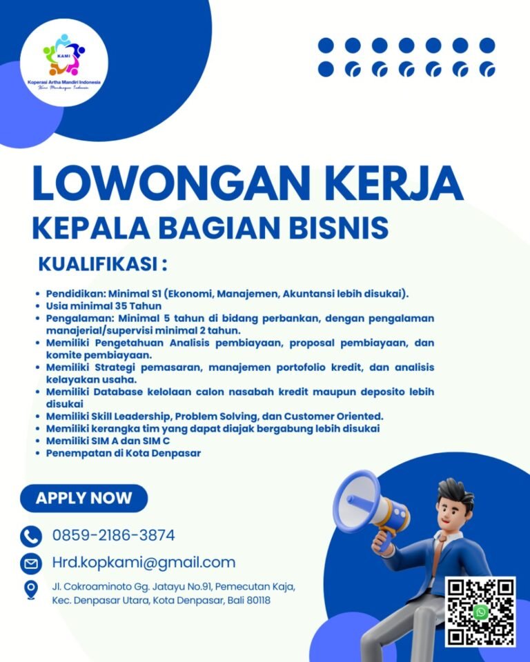 Lowongan Kepala Bisnis & Team Leader Funding - Koperasi Artha Mandiri