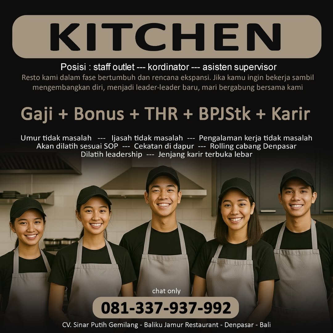 Lowongan Pekerjaan Baliku Jamur Restaurant Denpasar