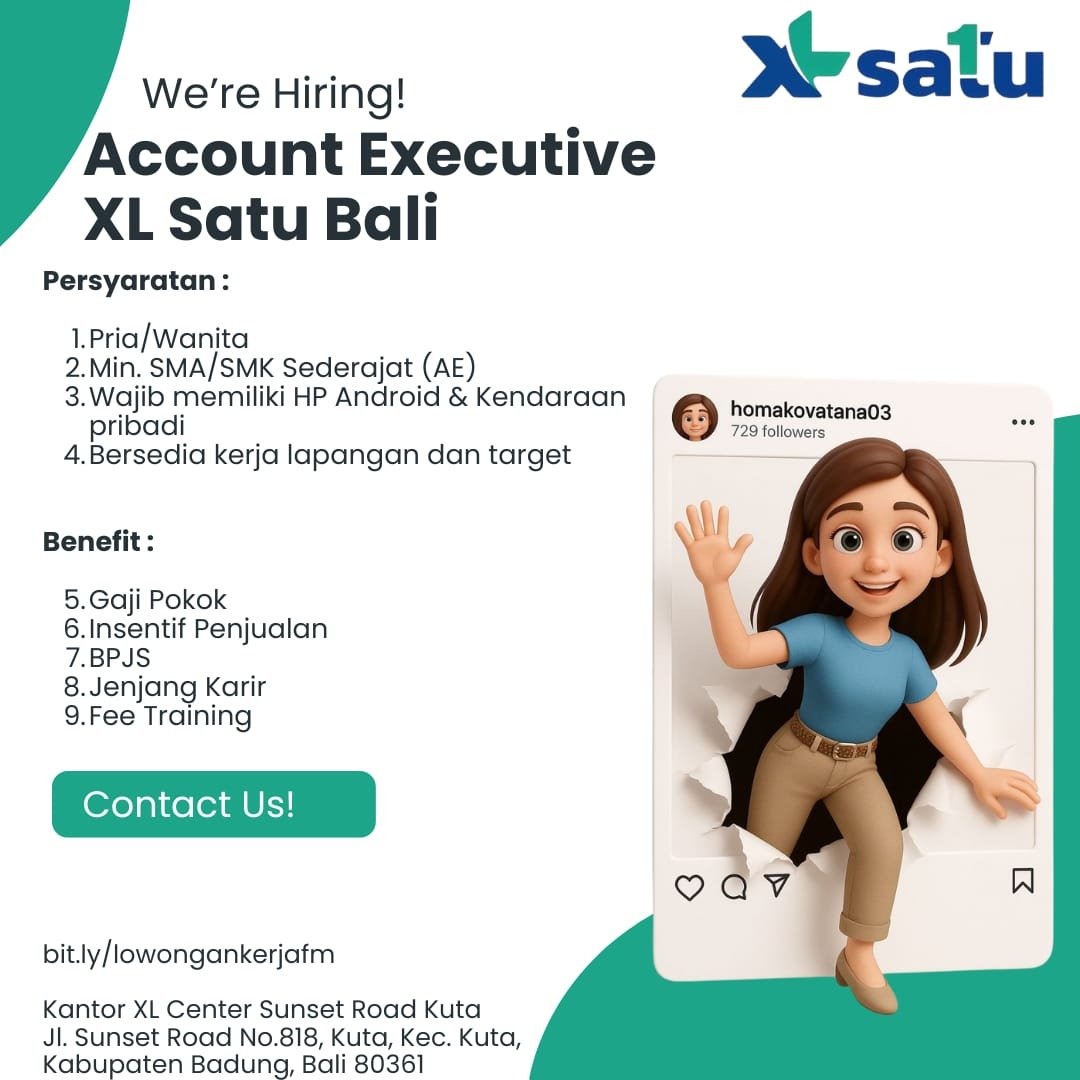 Lowongan Account Executive XL Satu Bali Kuta