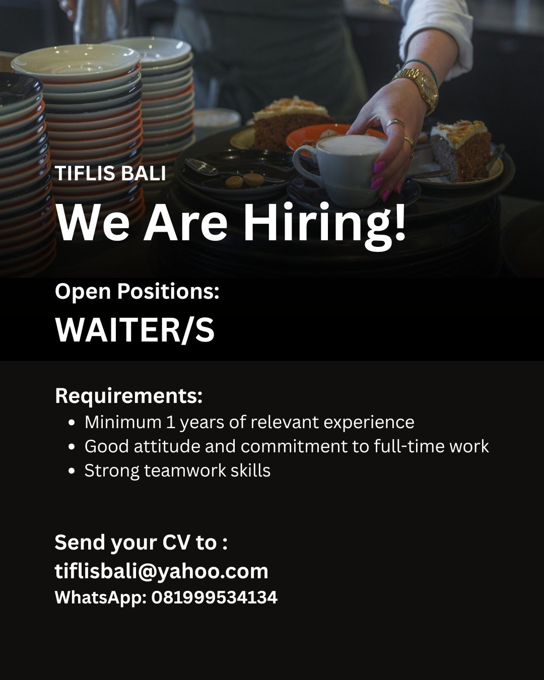 Lowongan Waiter Tiflis Bali