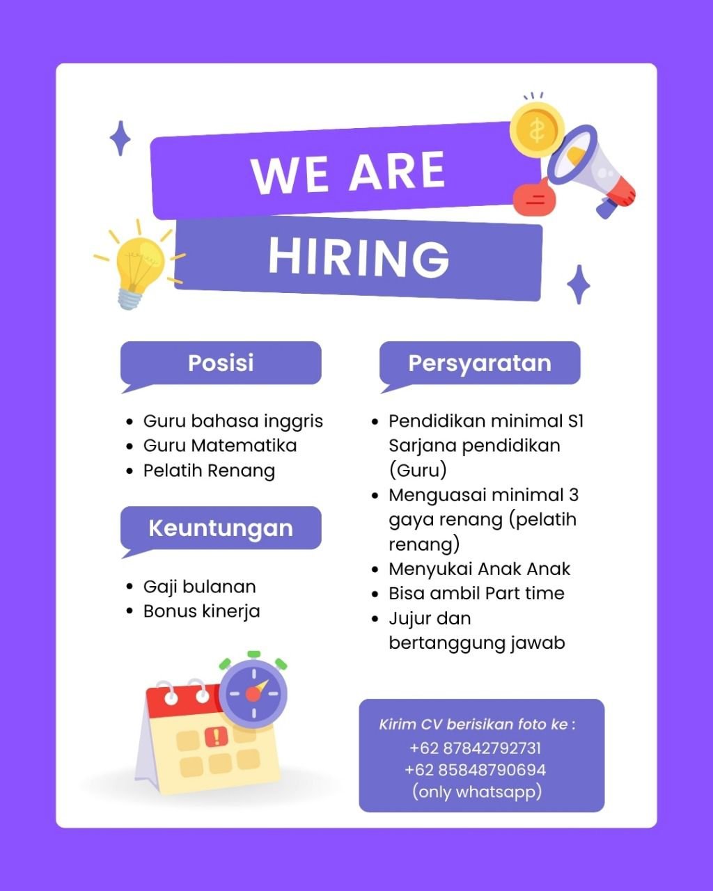 Lowongan Pekerjaan Guru & Pelatih Renang Bali