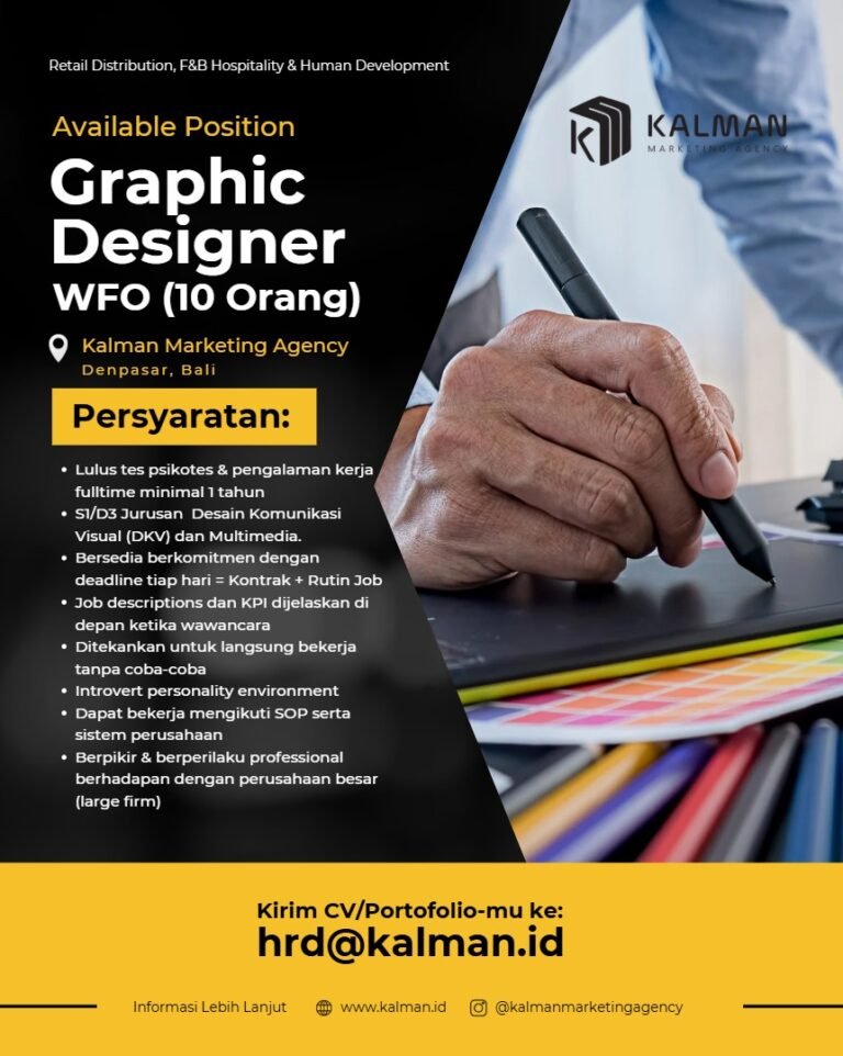 Lowongan Graphic Designer Kalman Marketing Agency Denpasar