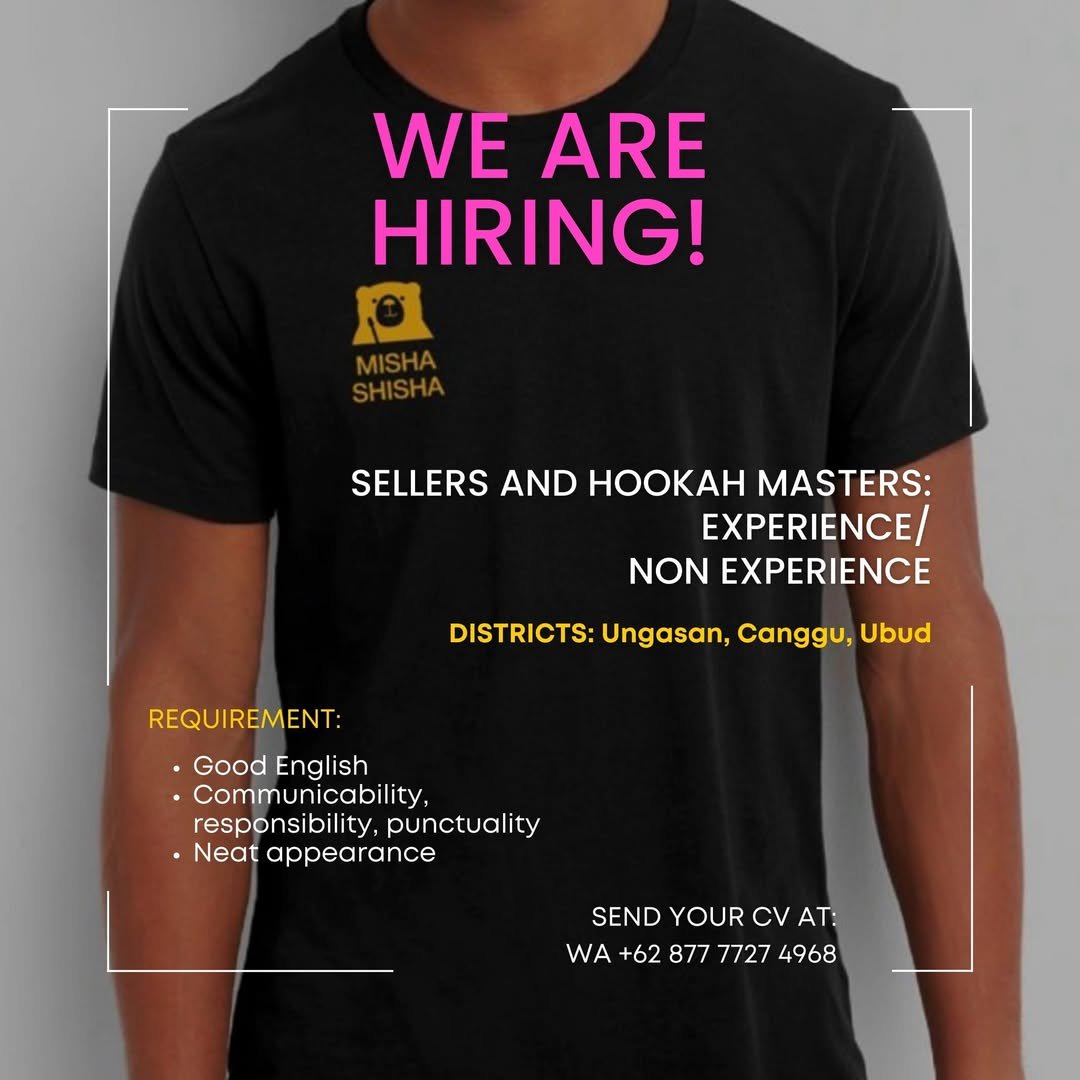 Lowongan Sellers & Hookah Masters Misha Shisha