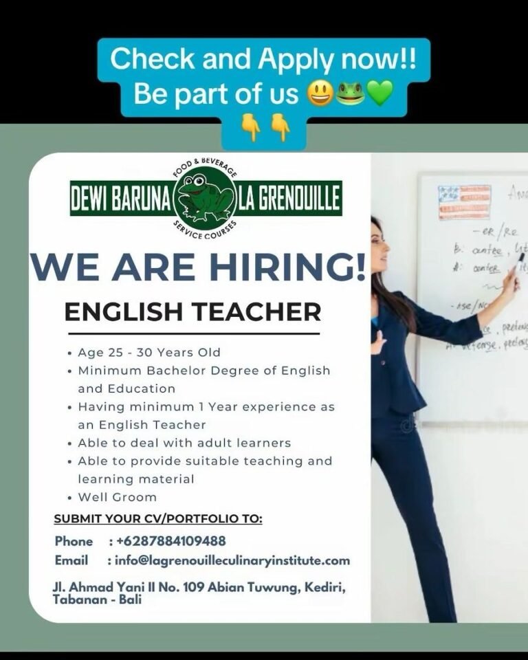 Lowongan Pekerjaan English Teacher di La Grenouille Tabanan
