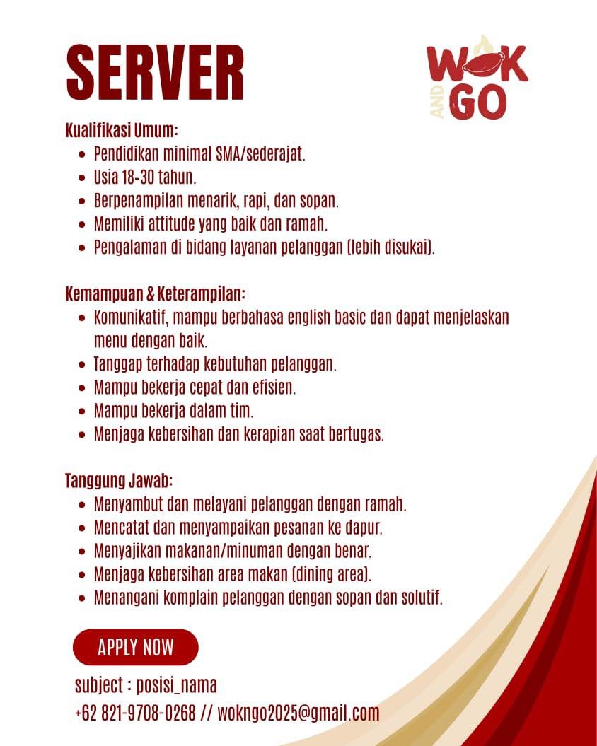 Lowongan Pekerjaan WOK GO Bali