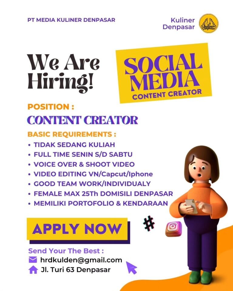 Lowongan Pekerjaan Social Media Content Creator di Kuliner Denpasar