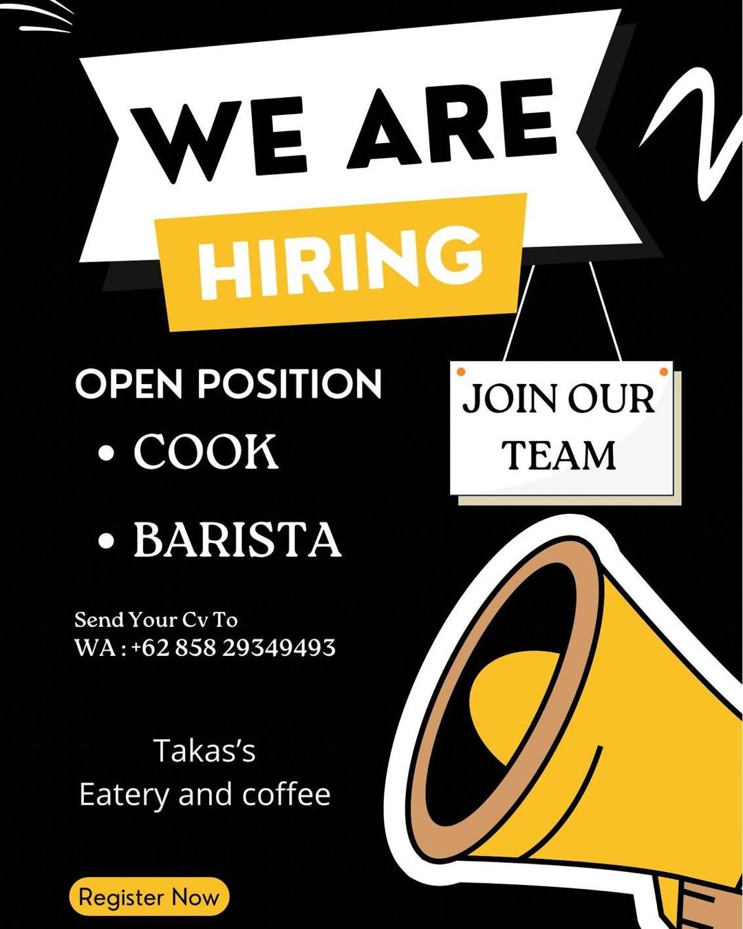 Lowongan Pekerjaan Cook & Barista di Takas's Eatery and Coffee Bali