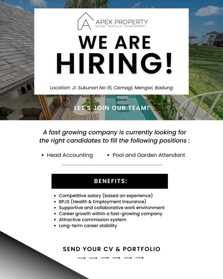 Lowongan Pekerjaan APEX PROPERTY Badung