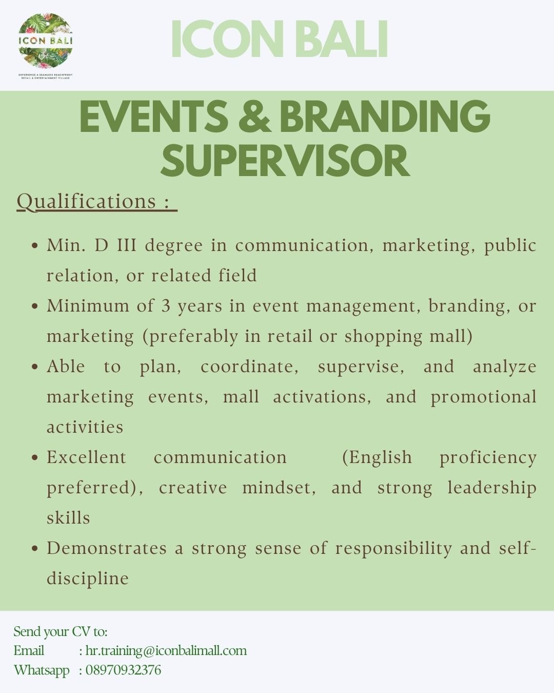 Lowongan Pekerjaan ICON BALI