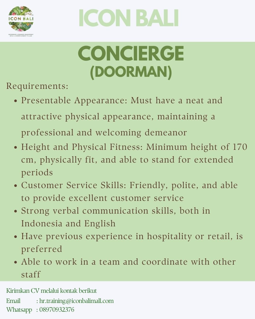 Lowongan Pekerjaan ICON BALI