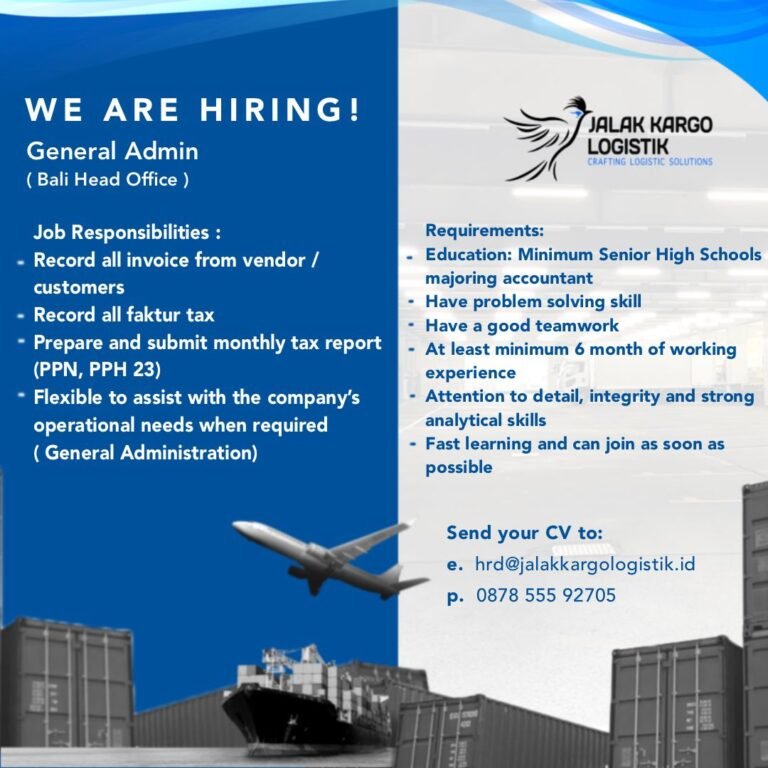 Lowongan General Admin Jalak Kargo Logistik Bali