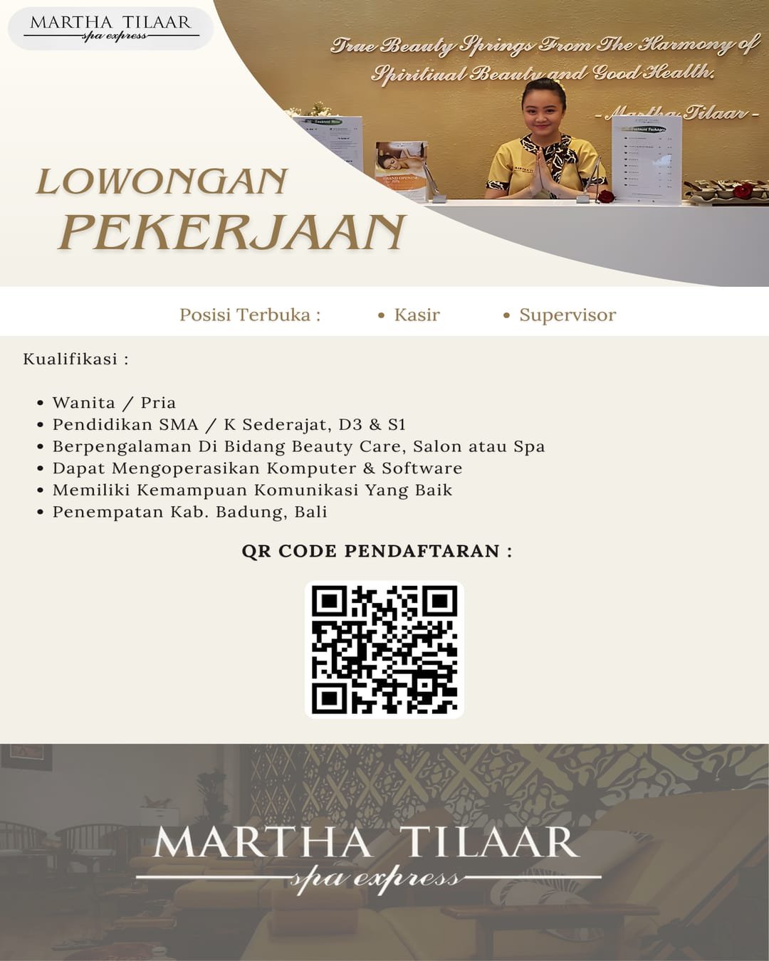 Lowongan Pekerjaan Martha Tilaar Spa Express Badung