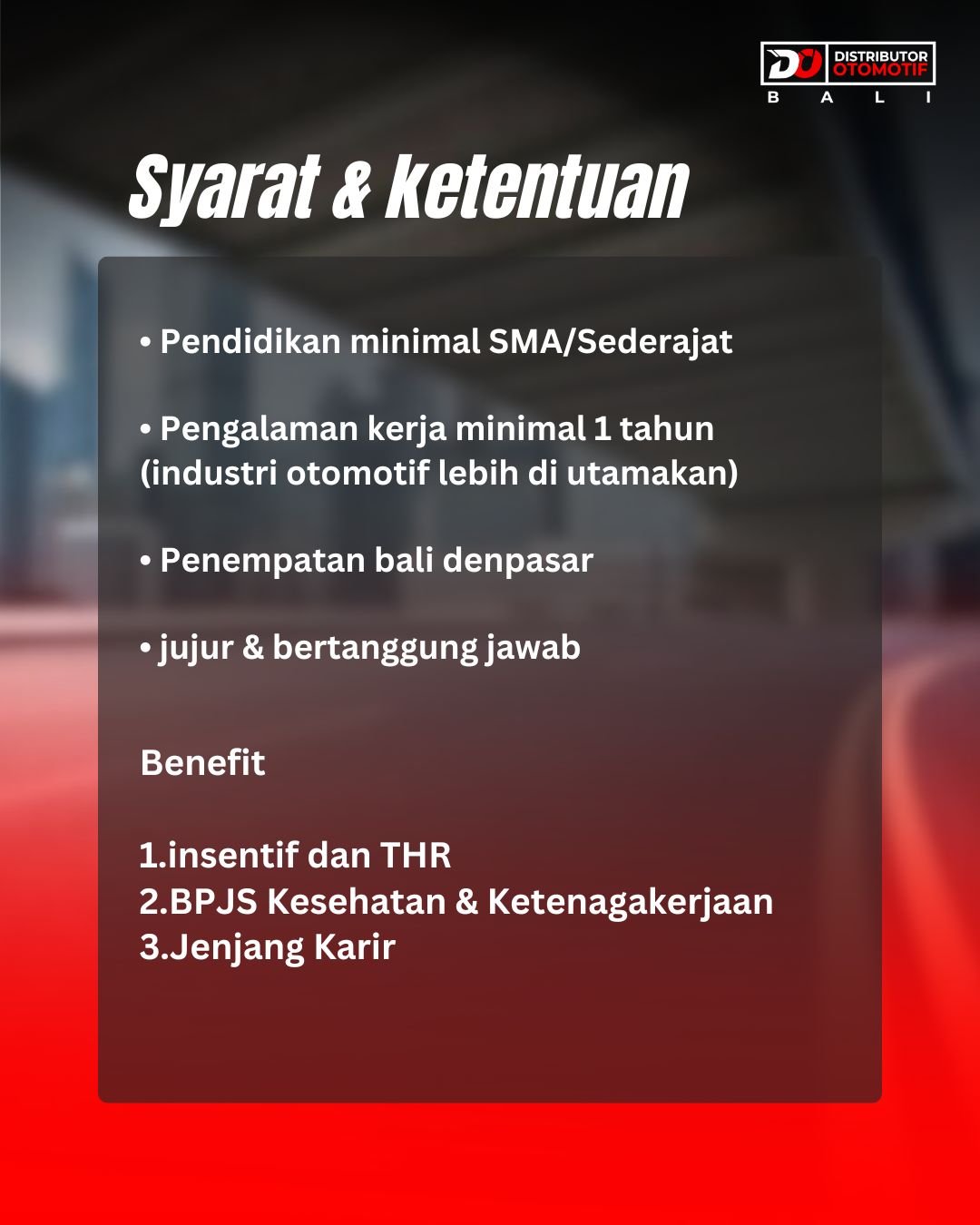 Lowongan Kerja PT Inti Tiga Mitra Denpasar