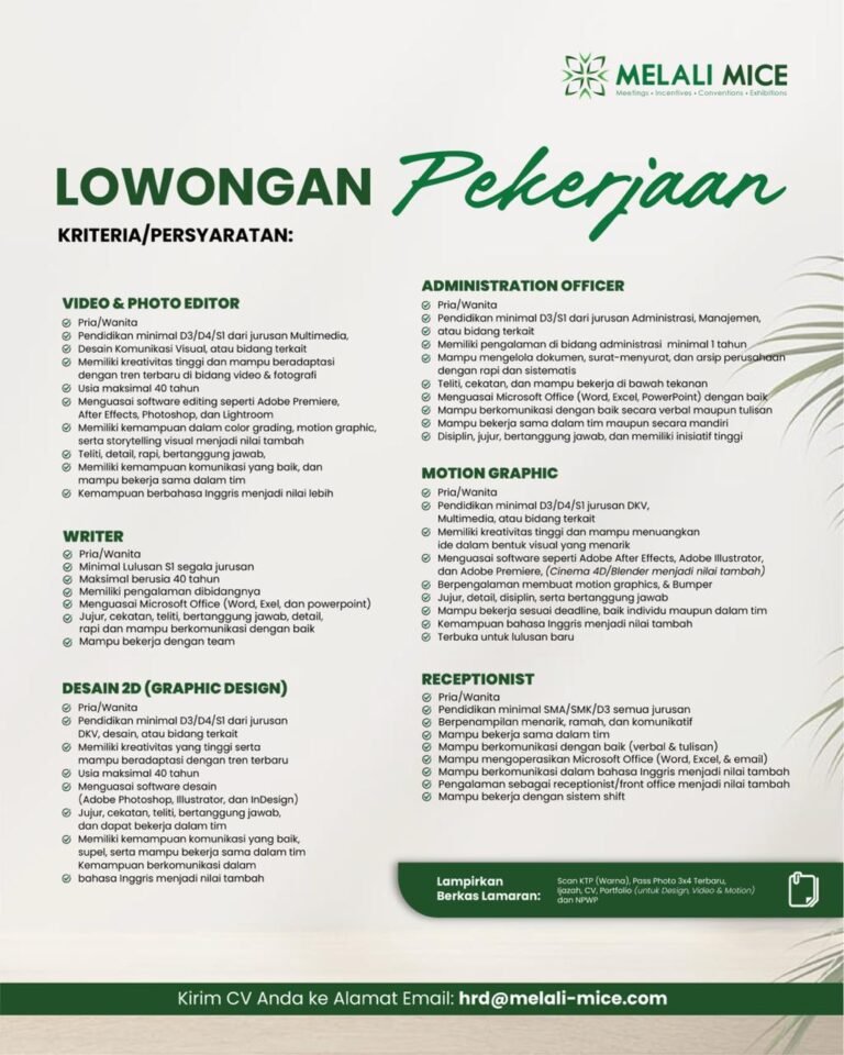 Lowongan Kerja Berbagai Posisi Melali MICE Bali