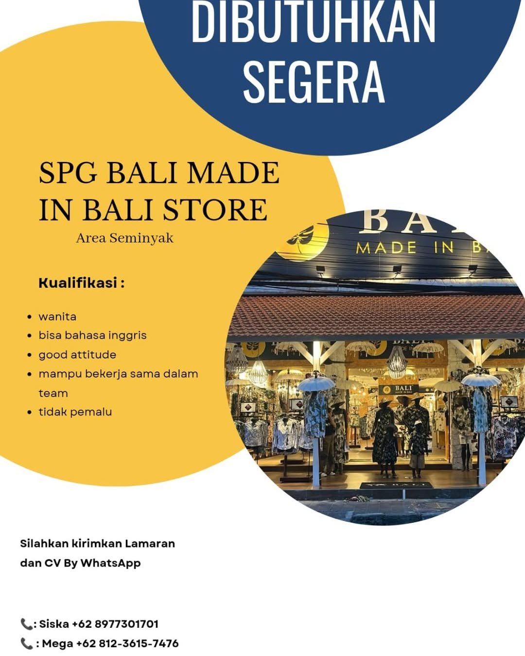 Lowongan SPG Bali Made In Bali Store Seminyak