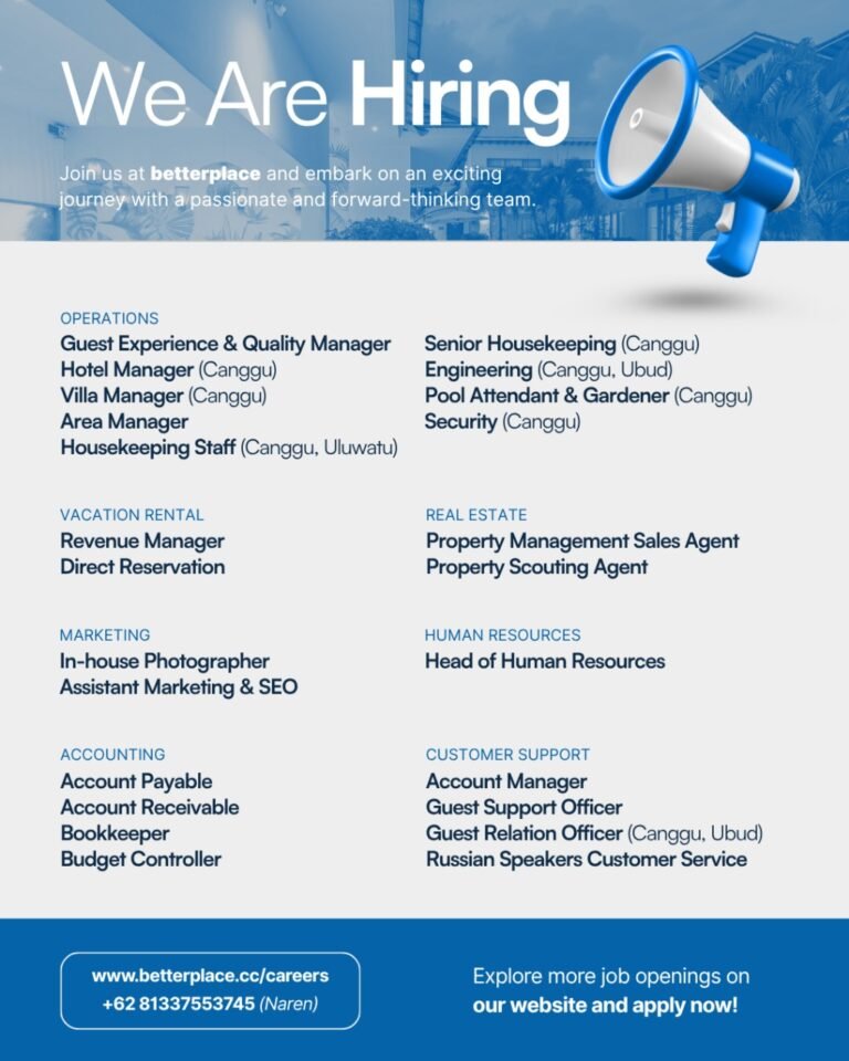 Lowongan Various Positions at betterplace Bali