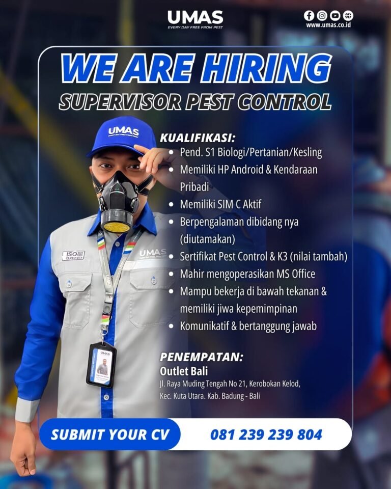 Lowongan Supervisor, CRM, & Teknisi - UMAS Bali