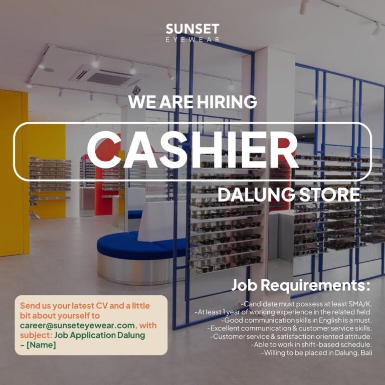 Lowongan Cashier Sunset Eyewear Dalung