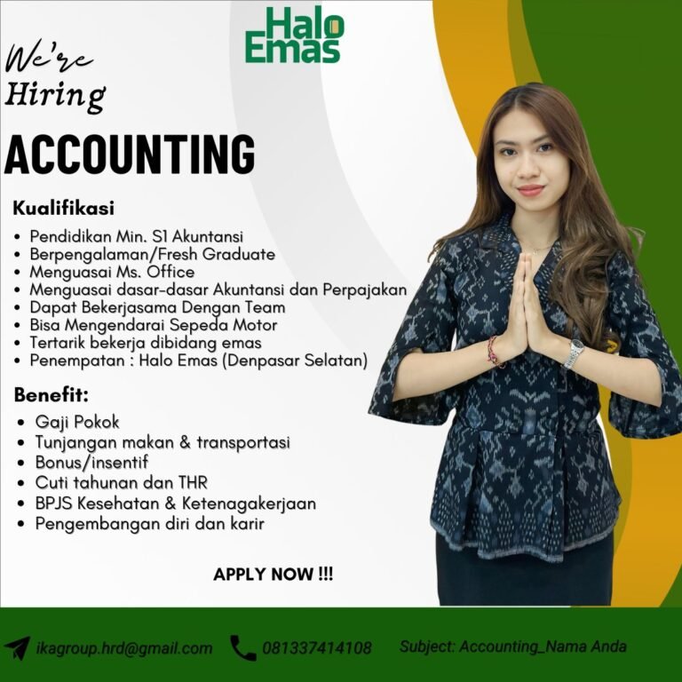 Lowongan Accounting Halo Emas Denpasar