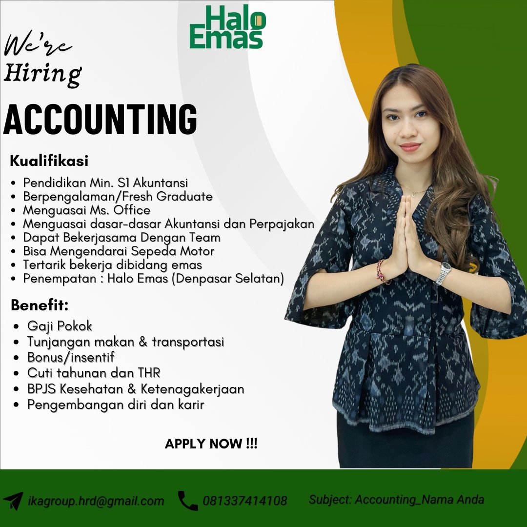 Lowongan Accounting Halo Emas Denpasar