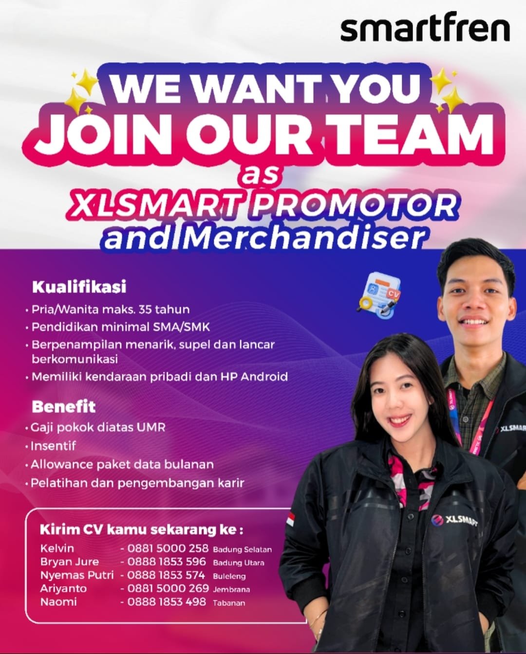 Lowongan XLSMART Promotor Smartfren Bali