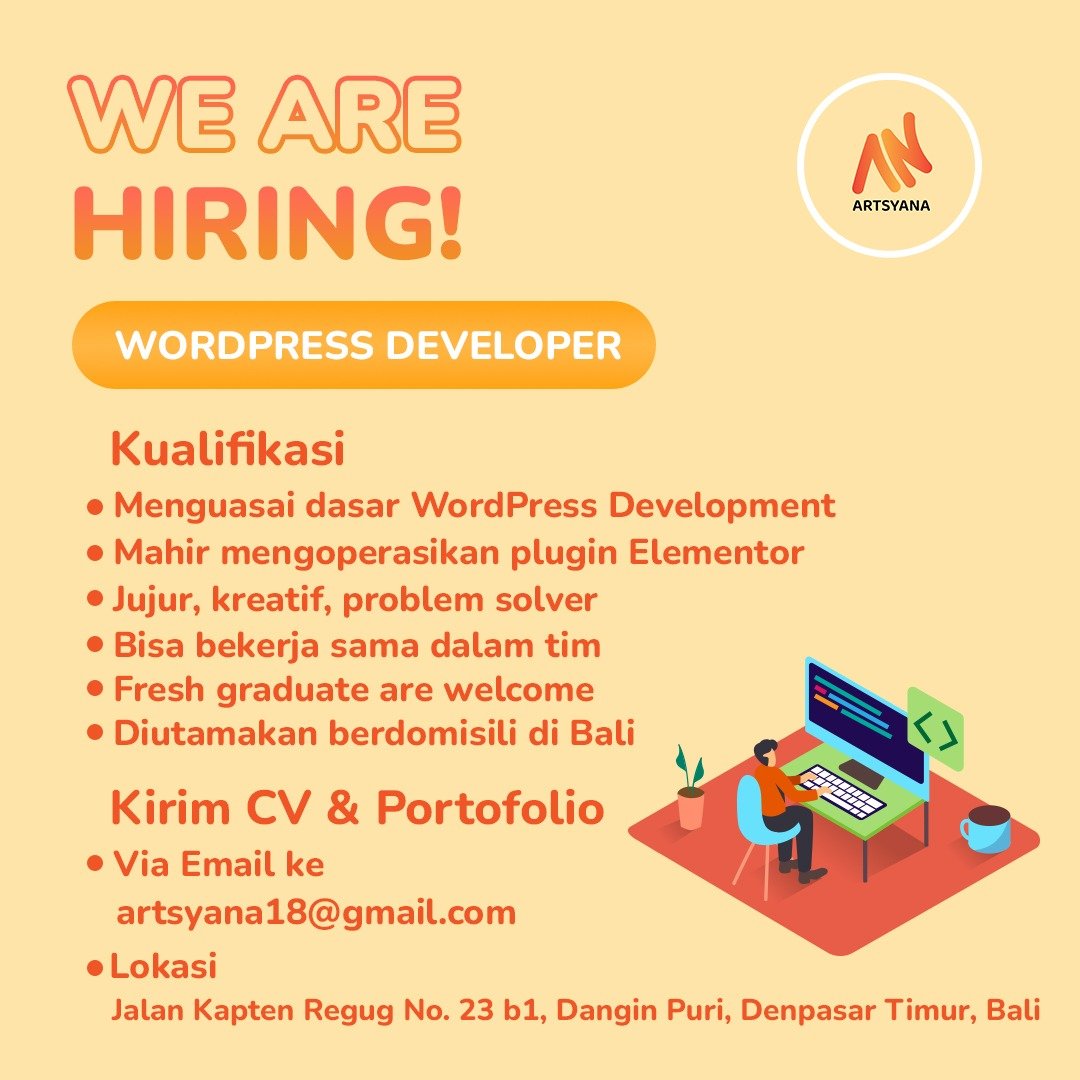 Lowongan WordPress Developer ARTSYANA Denpasar