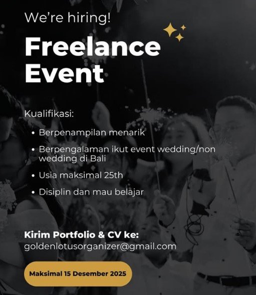 Lowongan Freelance Event Golden Lotus Organizer