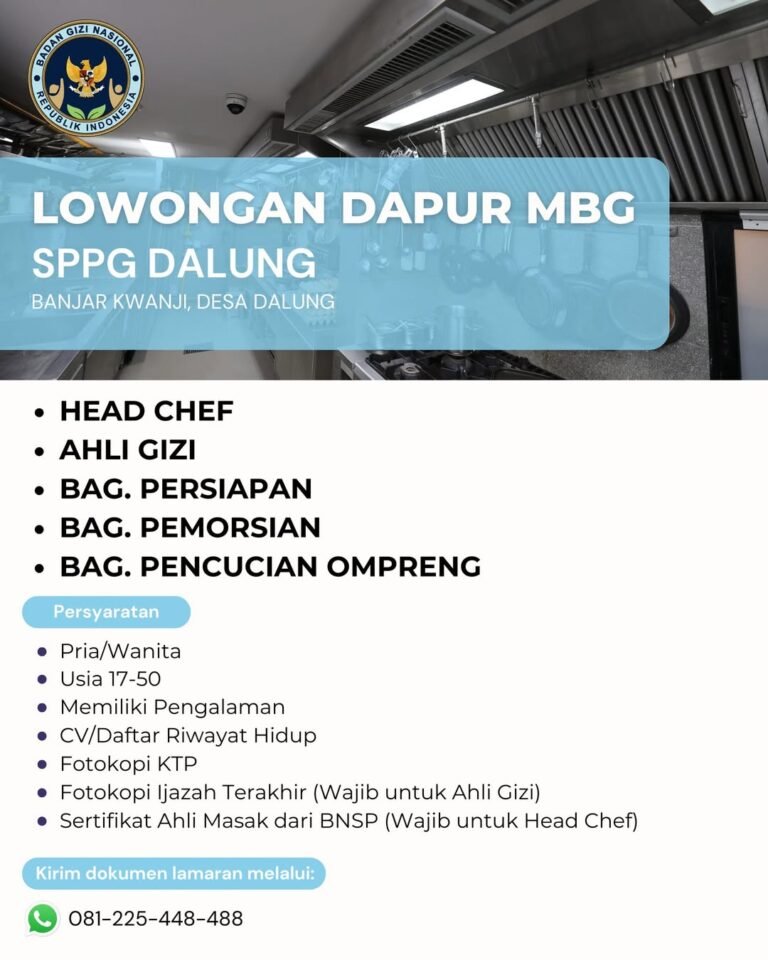 Lowongan Dapur MBG SPPG Dalung
