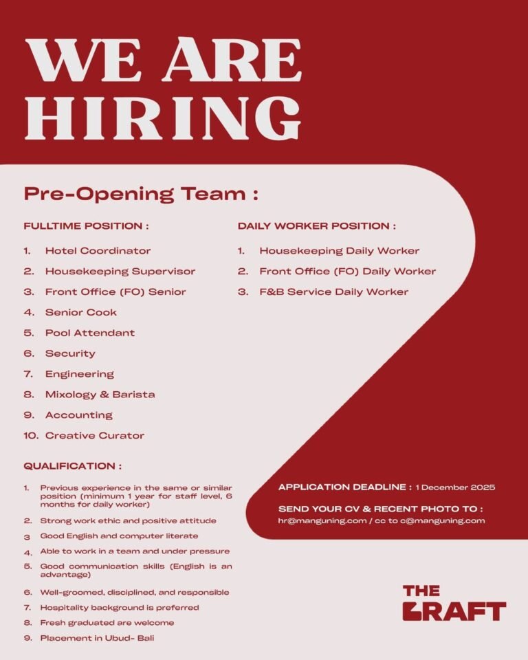 Lowongan Pre-Opening Team The Graft Ubud