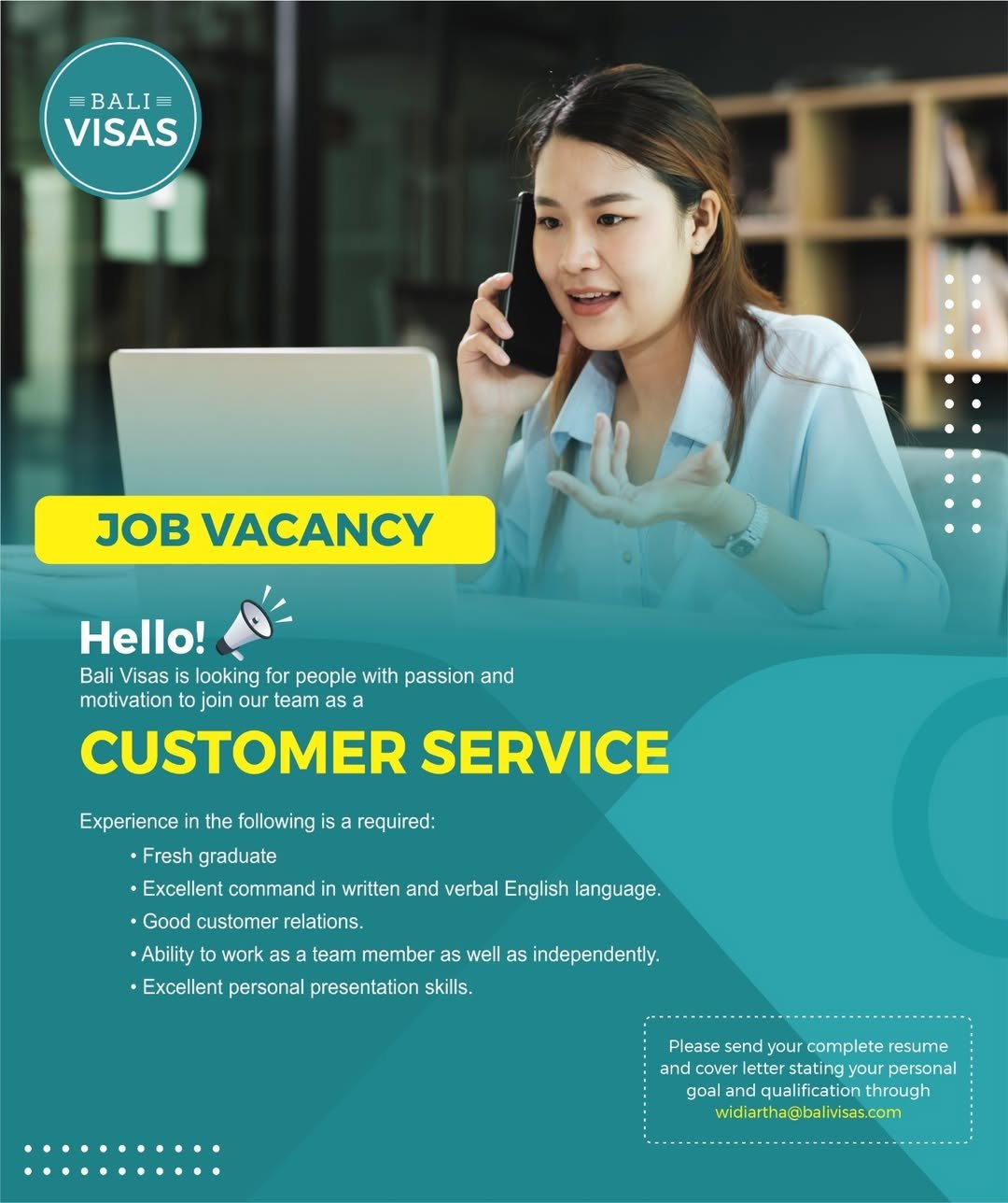 Lowongan Customer Service Bali Visas