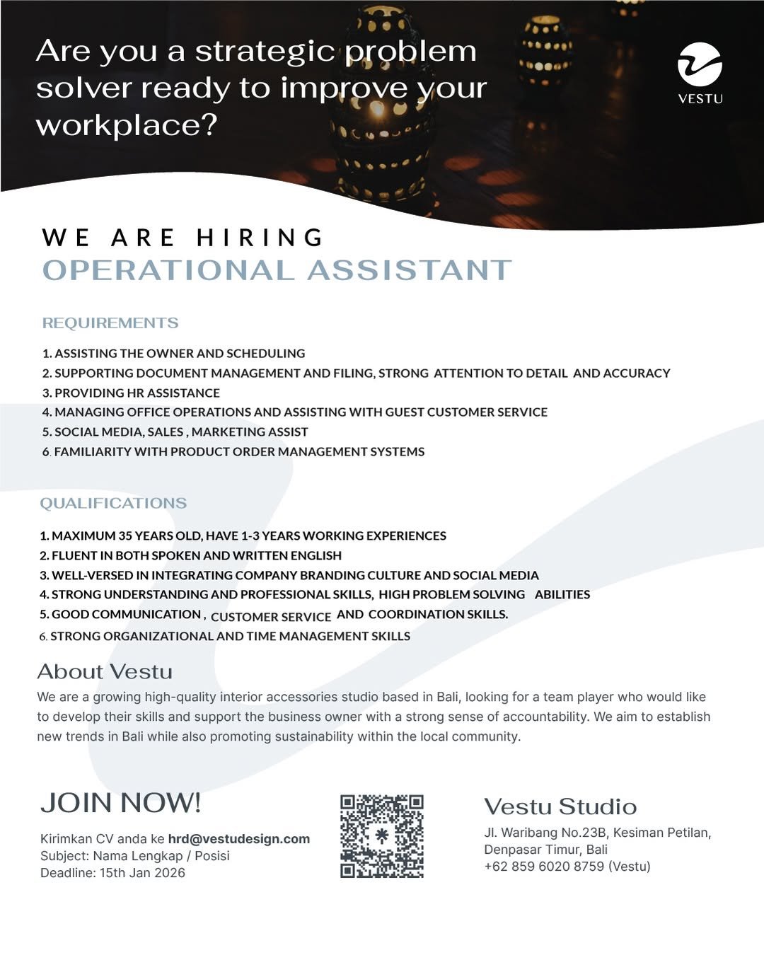 Lowongan Kerja Bali Assistant Interior, General Admin, Operational ...
