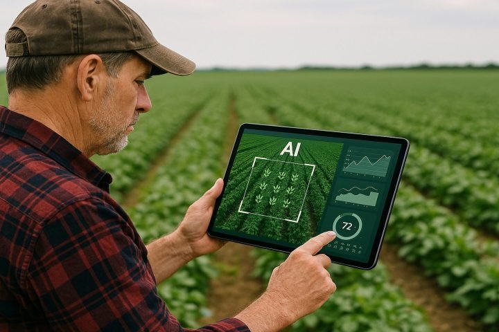 Inovasi teknologi pertanian modern petani gunakan tablet AI